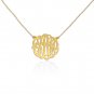 Monogram Necklace 0.5 inch Handcrafted 24K Gold Plated Silver Initial Necklace