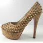 Big Lips  120mm Leather Pumps with golden spikes