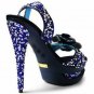 shiny diamond flower dark blue party high heels