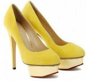 popular bright yellow high platform high heels