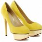 popular bright yellow high platform high heels