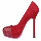 top designer hot red meshy wrapped toe high heels