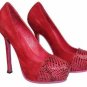 top designer hot red meshy wrapped toe high heels