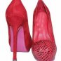 top designer hot red meshy wrapped toe high heels
