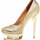 top designer golden snake skin high heels