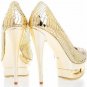top designer golden snake skin high heels
