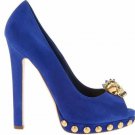 popular blue golden rivets diamond party high heels