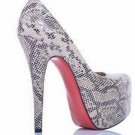 hot on sale white snake skin casual high heels