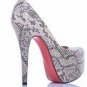 hot on sale white snake skin casual high heels