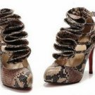sexy snake skin wrinkled ribbons high heels