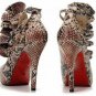 sexy snake skin wrinkled ribbons high heels