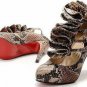 sexy snake skin wrinkled ribbons high heels