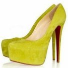 trendy latest simple style green high heel shoes