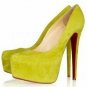 trendy latest simple style green high heel shoes