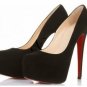 newest fine black leather high heels\high platform shoes