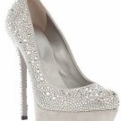2012 popular style silver diamond rivets 15cm high heel shoes