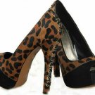 latest leopard skin point with a strip of lace hole on back high heels