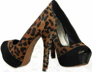 latest leopard skin point with a strip of lace hole on back high heels