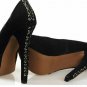 latest style golden meshy toe with a strip of lace hole on back pumps