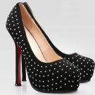 2012trendy shiny star black high heels\red sole pumps