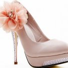 sweet pink body with diamond heel and bottom high flower  heels