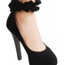 elegant black cut-outs body with pleated tie pumps