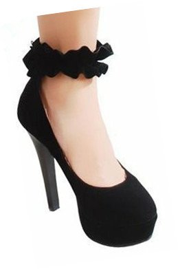 elegant black cut-outs body with pleated tie pumps