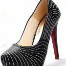 best design fashion black zabra line platform high heels