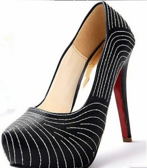 best design fashion black zabra line platform high heels