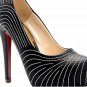 best design fashion black zabra line platform high heels