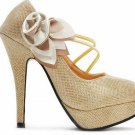 fashion beautiful flower golden meshy high heels