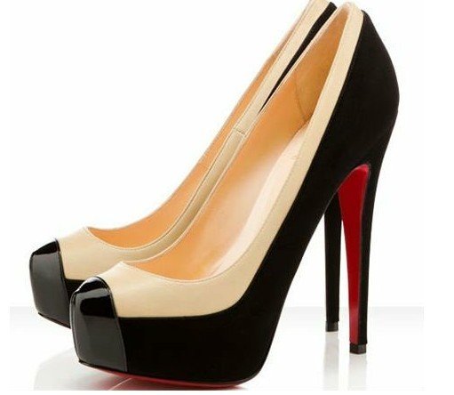 hot on sale black with white high heels \red sole heels