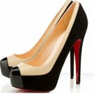 hot on sale black with white high heels \red sole heels