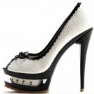 fashion white bowtie and diamond meshy high heels