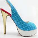 new summer women peep-toe platform high heel blue shoes