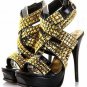 gracy casual golden diamond high heels/high platform pumps