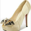 classical women peep-toe butterfly platform high heel shoes