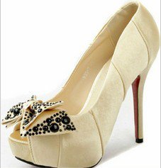 classical women peep-toe butterfly platform high heel shoes