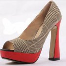 fashion classic grilled thick square heel pumps