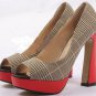 fashion classic grilled thick square heel pumps