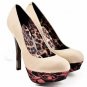 popular milky high heels/leopark lining/snake skin bottom pumps