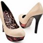 popular milky high heels/leopark lining/snake skin bottom pumps
