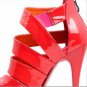 fashion bright red wide barky par/back zapper pumps