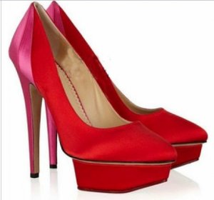 sexy red wedding high heels with white insole pumps