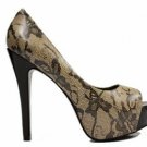modern ladies' fashion snake skin with flower high heel shoes