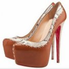 graceful women brown high heel shoes platform red sole high heel shoes