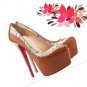 graceful women brown high heel shoes platform red sole high heel shoes