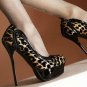 sexy women black leopard platform high heel shoes with wholesale price