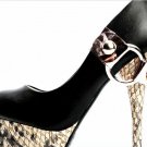unique knight black high heels\golden snake skin sole and heel