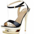 latest sexy black high heels/metal sole and heel pumps